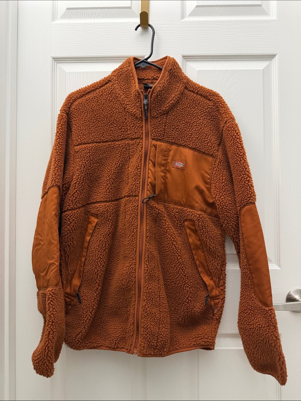 Dickies Men's Sherpa Fleece Jacket in Rust Orange